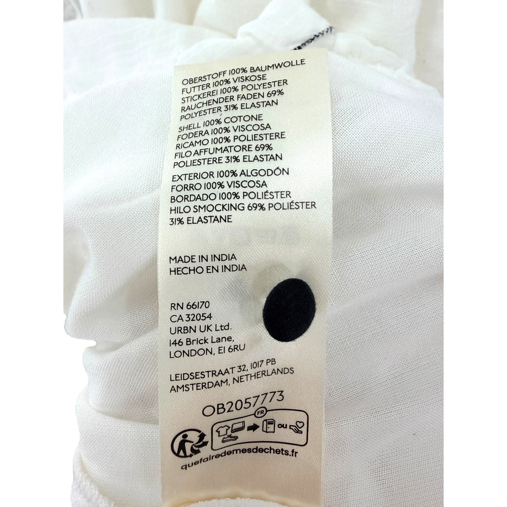 Anthropologie Embroidered V-Neck Ruffled Mini Dress White Black Floral XXS - Picture 9 of 10